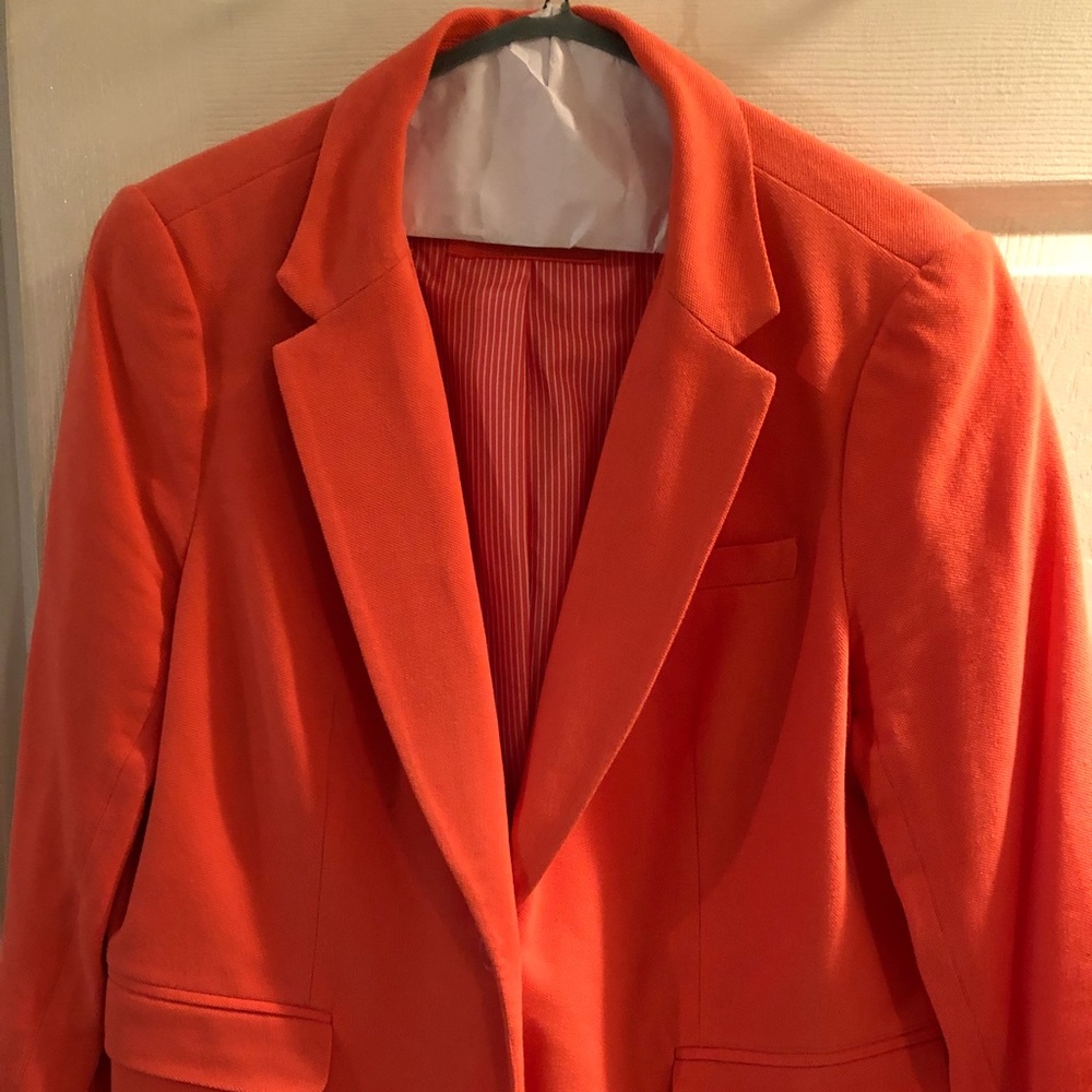 Coral blazer with striped lining Size 14